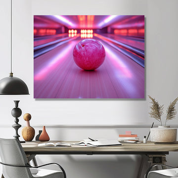 Pink And Purple Bowling Strike Celebration - Bowling Canvas Wall Art